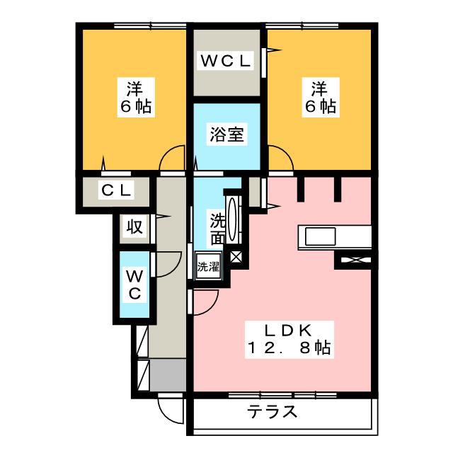 プリマヴェーラ(2LDK/1階)の間取り写真