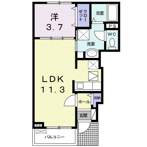 TS-HERITAGE(1LDK/1階)の間取り写真