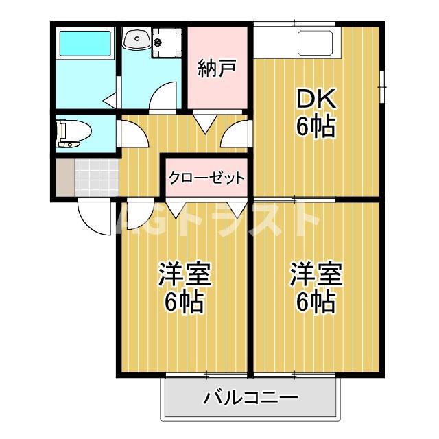 グランシードかすやII(2DK/2階)の間取り写真