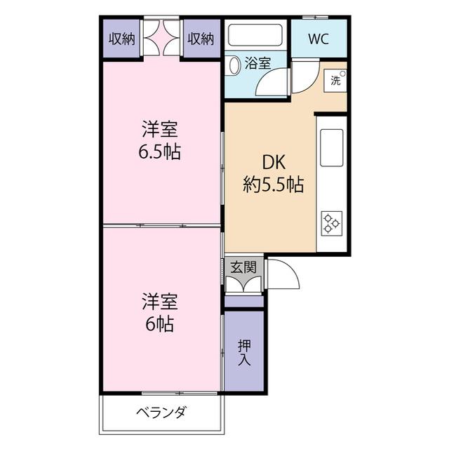 メゾンエストリーヴ(2DK/1階)の間取り写真