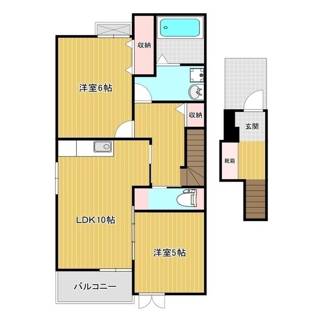 ハウスガーデン楡木九番館(2LDK/2階)の間取り写真