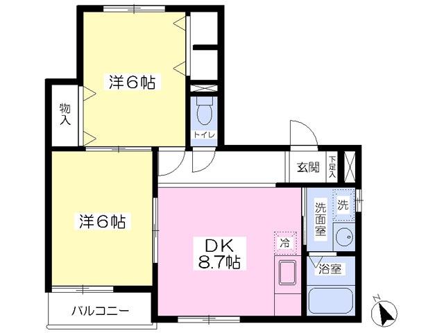 プルミエールI(2DK/2階)の間取り写真