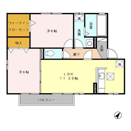 エクレールA(2LDK/1階)の間取り写真