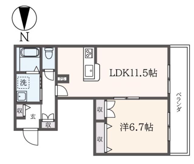 レジデンス 平岩(1LDK/1階)の間取り写真