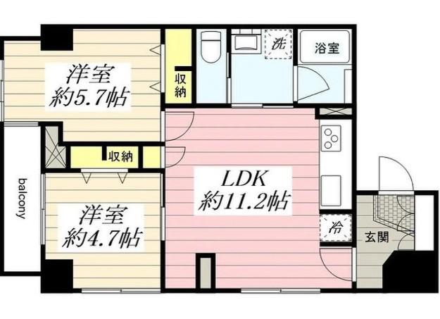 ミリアレジデンス上池袋(2LDK/2階)の間取り写真