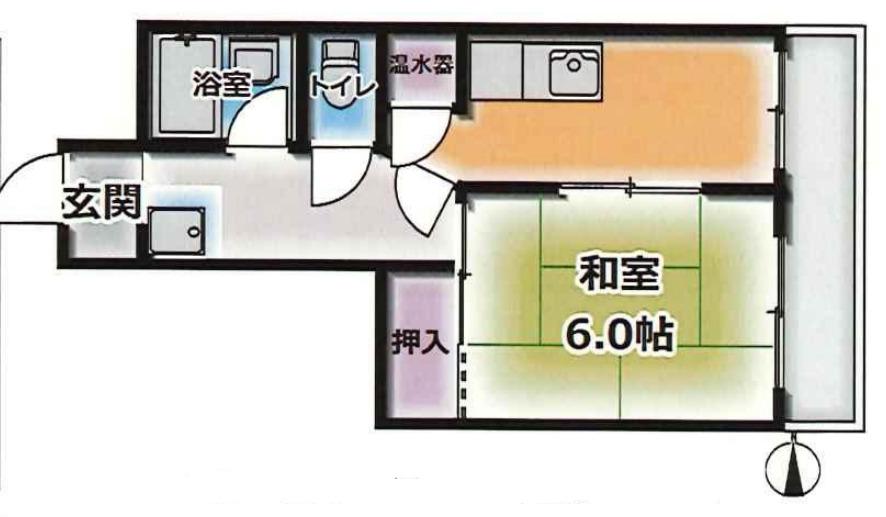 甲南ビル(1DK/2階)の間取り写真