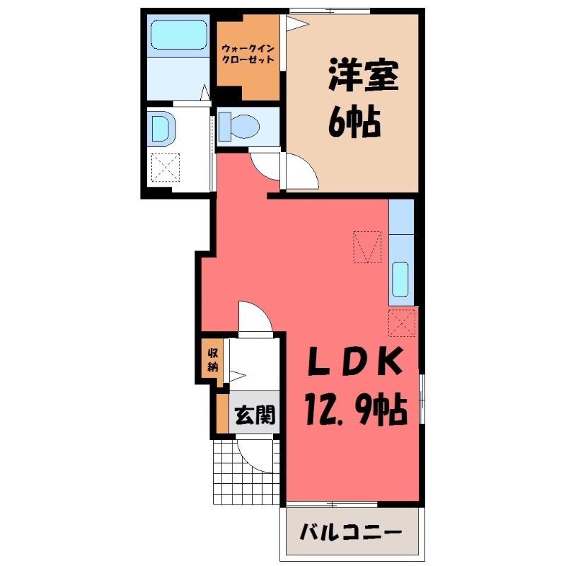 レッジェンダB(1LDK/1階)の間取り写真