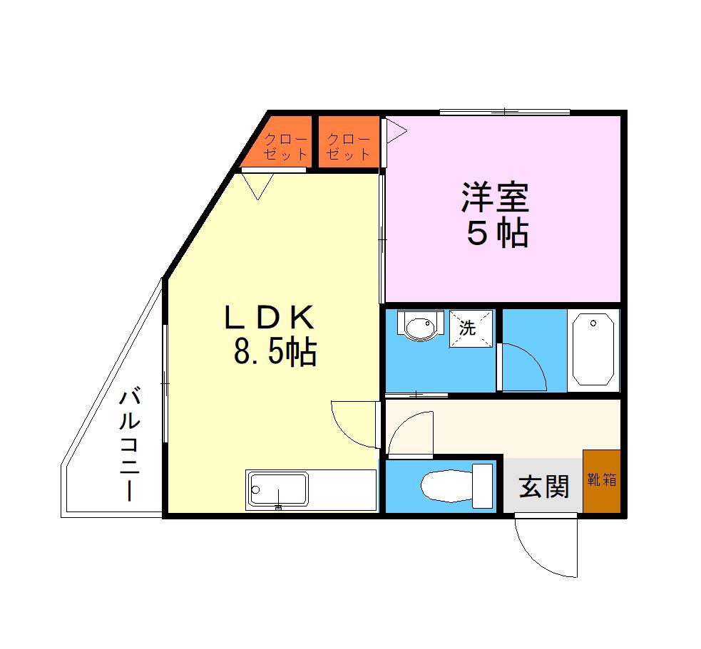 サンセール帯山(1LDK/1階)の間取り写真