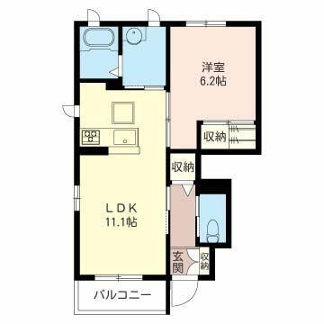 アリエス C棟(1LDK/1階)の間取り写真