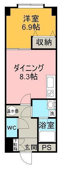グリーンリバーIII(1DK/3階)の間取り写真