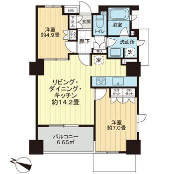 アトラス雑司が谷(2LDK/7階)の間取り写真