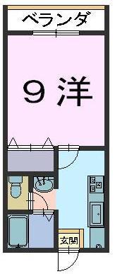 フロンティア南手城(1K/2階)の間取り写真