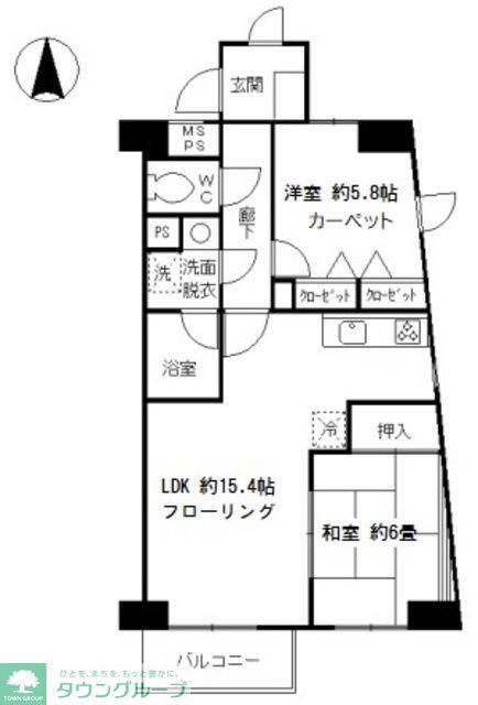 セリオ7番館(2LDK/3階)の間取り写真