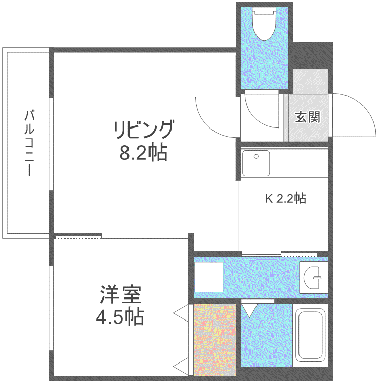ライズステージ元町(1LDK/2階)の間取り写真