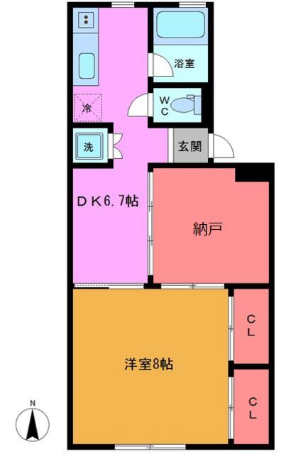 三輝本マンション(1DK/2階)の間取り写真