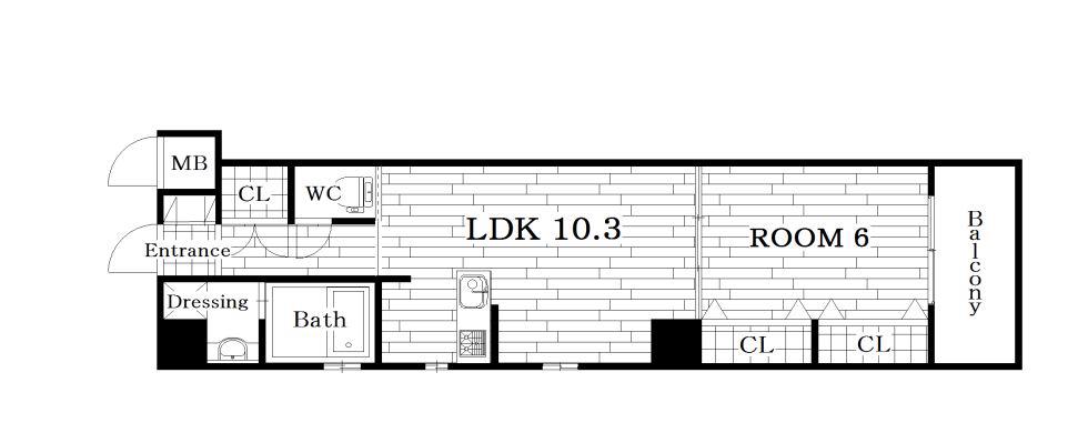 フェリーチェ駅東(1LDK/3階)の間取り写真