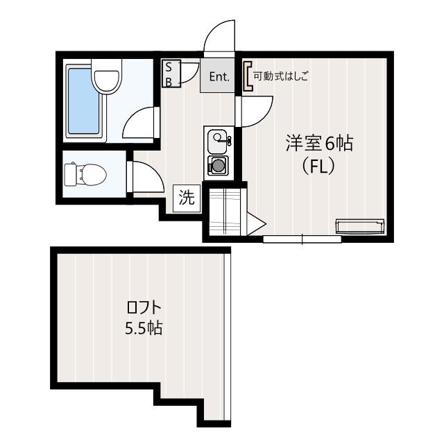 リヴィエール梶ヶ谷A(1K/1階)の間取り写真