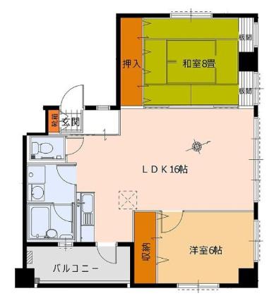第3奥濱マンション(2LDK/4階)の間取り写真