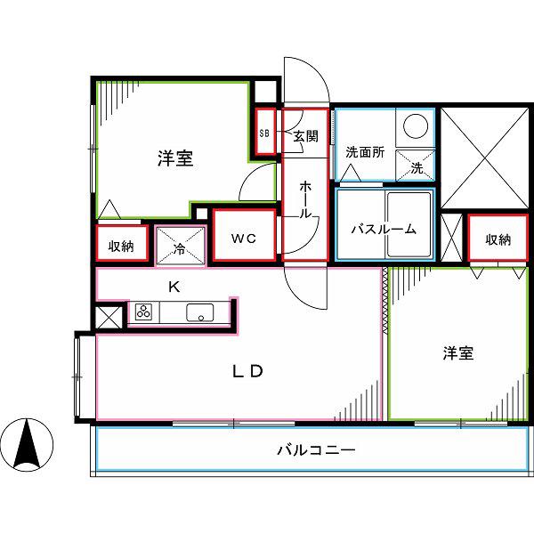 アイプレイス上鷺宮II(2LDK/6階)の間取り写真
