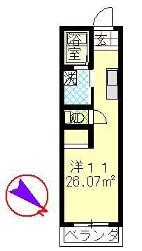 カーサアレグリア(ワンルーム/3階)の間取り写真