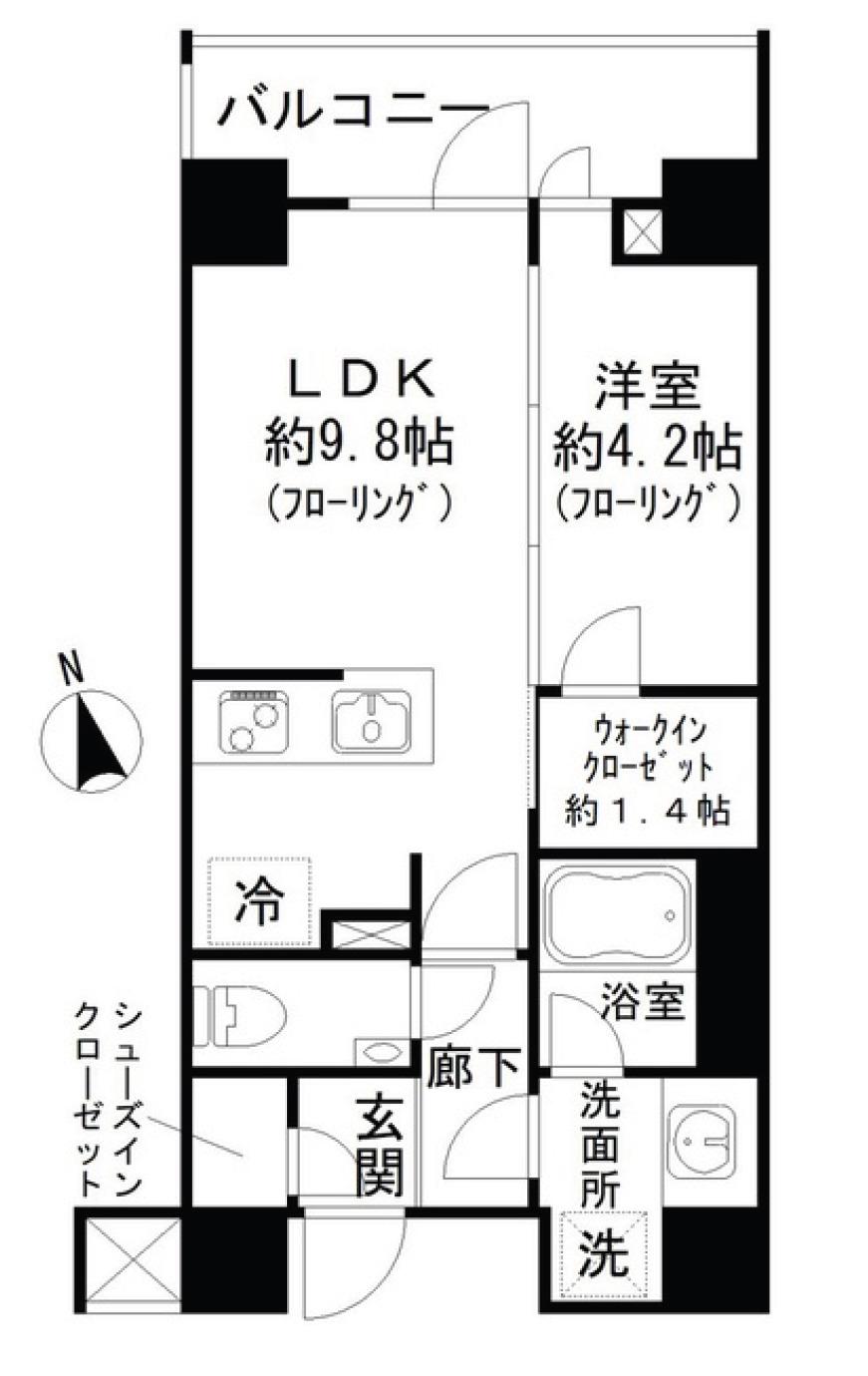 ディアナコート池田山公園(1LDK/3階)の間取り写真