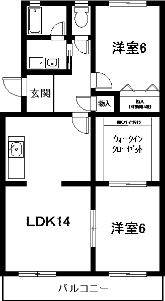 レジデンス神戸(2LDK/2階)の間取り写真
