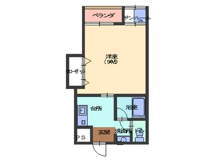 アラモード泉が丘(1K/3階)の間取り写真