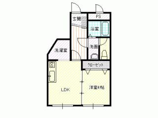 山二フェニックスビル(1LDK/4階)の間取り写真