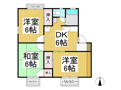 塩入ハイツ(3DK/1階)の間取り写真