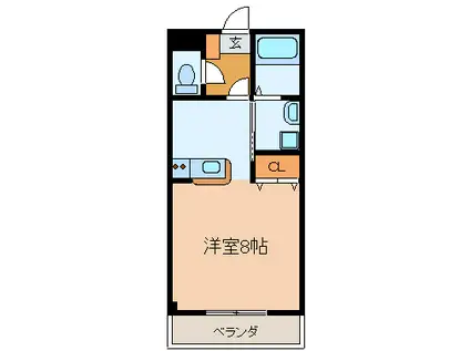 イーストヒルズ(1K/3階)の間取り写真