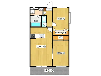 WINDOM YAMAKI(2LDK/2階)の間取り写真