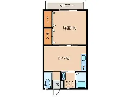 メゾンドアーブル(1DK/1階)の間取り写真