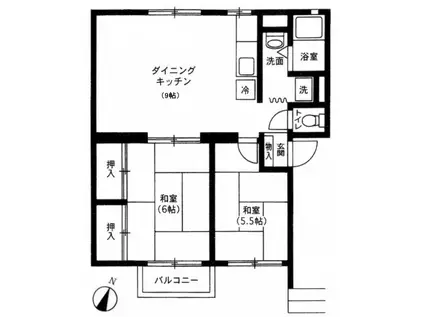 シャネル大原(2DK/2階)の間取り写真
