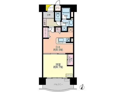 セレーニア鴨川(1DK/2階)の間取り写真