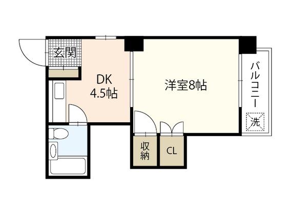 北町ビル(1DK/3階)の間取り写真