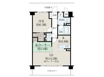 K-TERRACEあやめ池北棟(1LDK/2階)の間取り写真