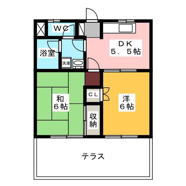 ラークヒルズ(2DK/1階)の間取り写真