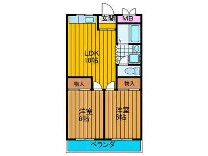 ケベック(2LDK/2階)の間取り写真