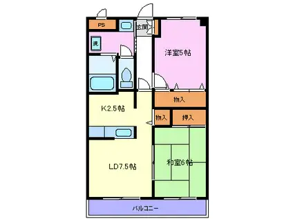 ルインズワタナベ(2LDK/3階)の間取り写真