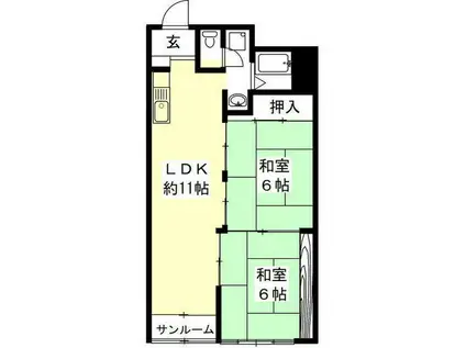 ブライトリブ・イトー(2LDK/9階)の間取り写真