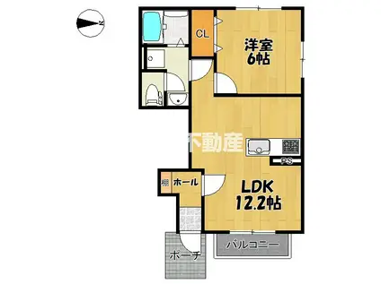 K-IDEAL TOSUII A棟(1LDK/1階)の間取り写真