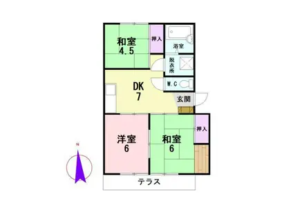 ファミールたきぐち2(3DK/2階)の間取り写真