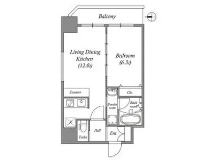 スプランディッド安土町(1LDK/4階)の間取り写真