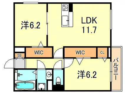 LES ENS FAMIIAUX IX(2LDK/3階)の間取り写真