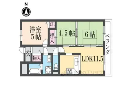 大和高田アーバンコンフォート(3LDK/6階)の間取り写真