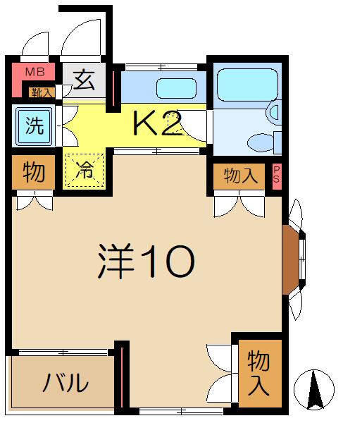 ルビーパレスヨコオ(1K/1階)の間取り写真