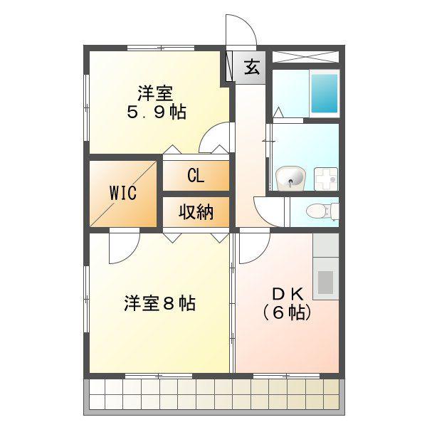 ブロードタウン大崎B(2DK/2階)の間取り写真