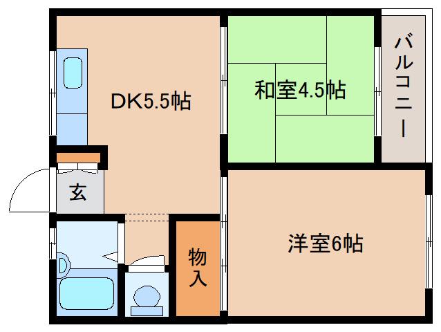 ニュー芝ハイツ(2DK/2階)の間取り写真