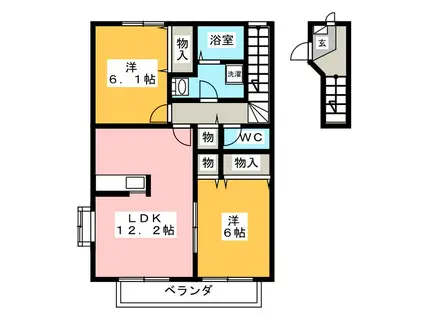 サニーヒルズ A(2LDK/2階)の間取り写真