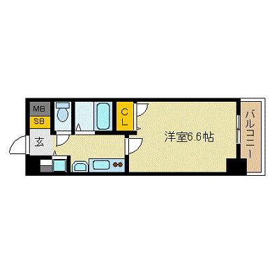 プレサンス本町プライム(1K/8階)の間取り写真